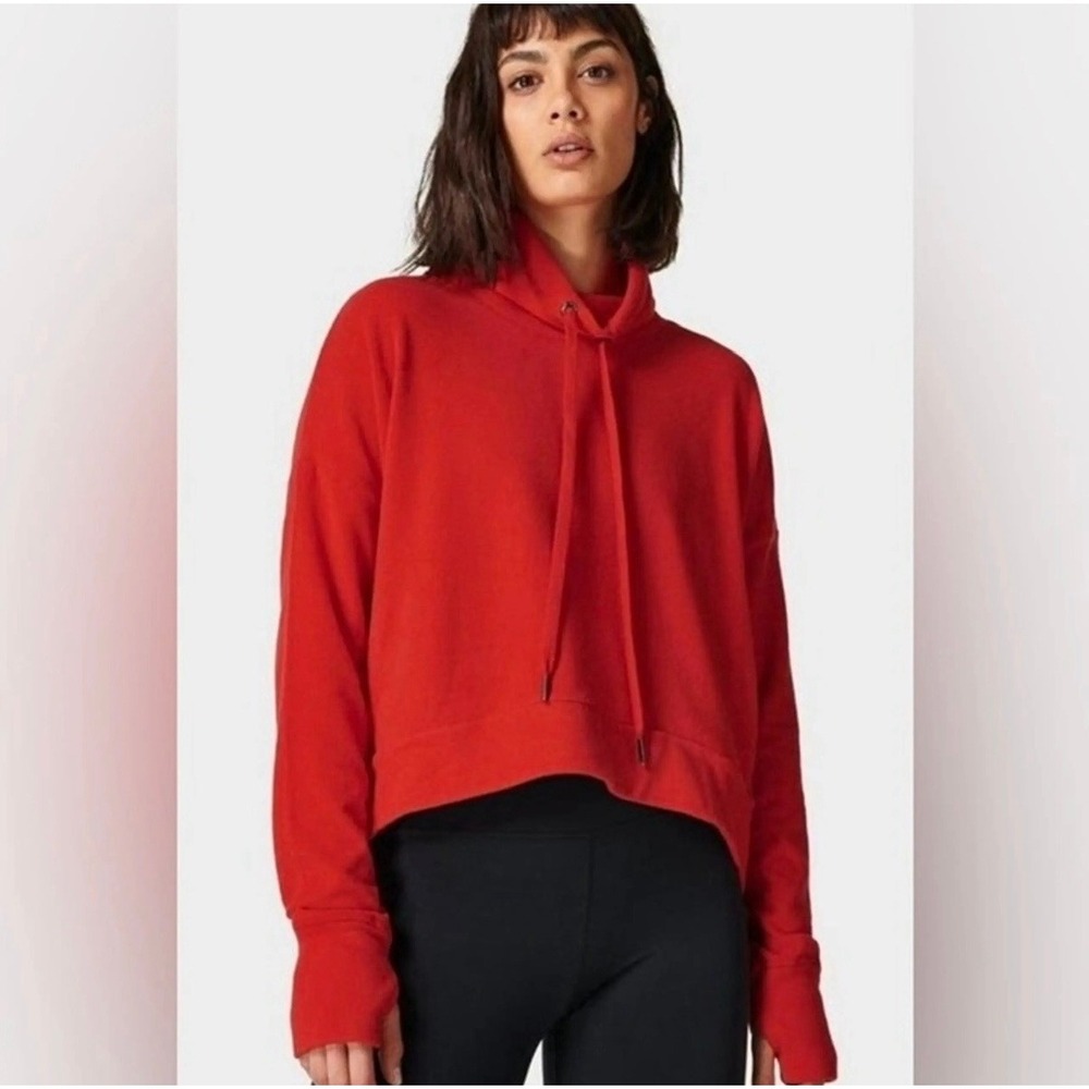 Sweaty Betty Red Harmonise Luxe Funnel Neck Sweatshirt SB5919 XS